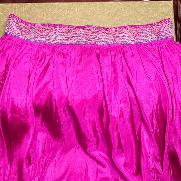 Anthropologie, NWT - Silk Fushia Skirt with delicate beaded waist, Sz M ($258) - Picture 1 of 9